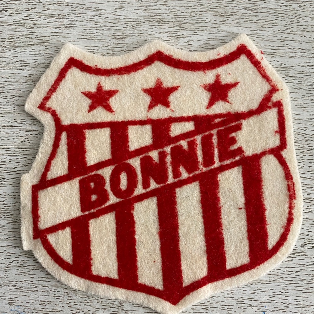 Vintage Sweater Varsity Name Patch The Felt Crafters “ Bonnie“ 1940s-50s